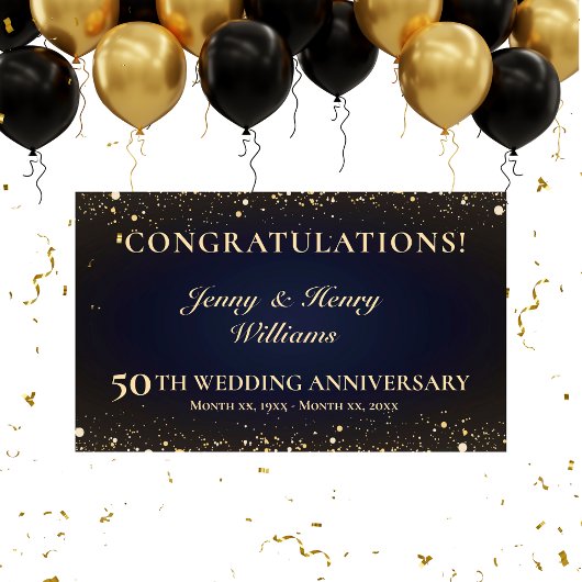 Golden 50th Wedding Jubileum Party Spandoek