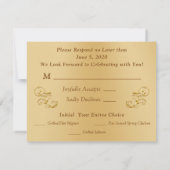 Golden 50th Wedding Jubileum RSVP met Menu Kaart (Achterkant)