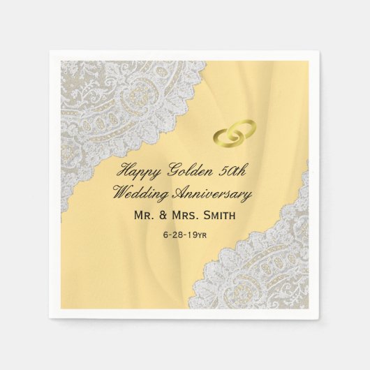 Golden 50th Wedding Jubileum Servet (Voorkant)