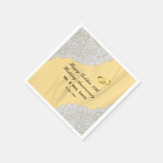 Golden 50th Wedding Jubileum Servet (Hoek)