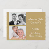 Golden 50th Wedding Jubileum Uitnodiging (Voorkant / Achterkant)