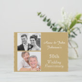 Golden 50th Wedding Jubileum Uitnodiging (Staand voorkant)