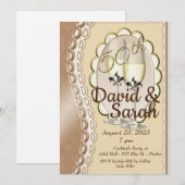 Golden 50th Wedding Jubileum Uitnodiging Kaarten (Voorkant / Achterkant)