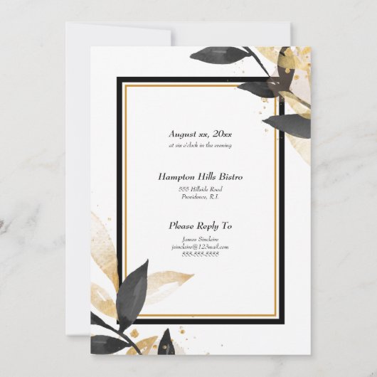 Golden 50th Wedding Jubileum, zwart en goud in Kaart (Achterkant)