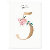 Golden 5 Floral Tafelnummer Kaart (Achterkant)