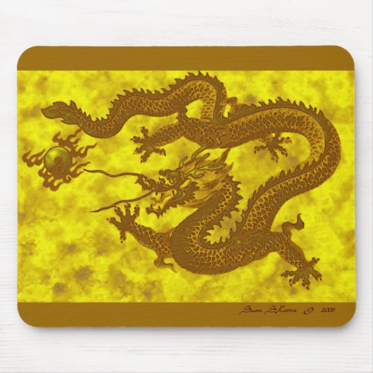 Golden 5-Toed Dragon Mousepad Muismat (Voorkant)