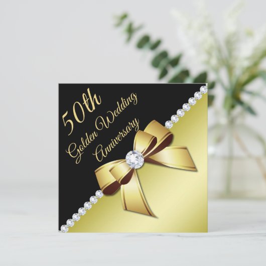 Golden 5oth Wedding Jubileum Kaart (Staand voorkant)