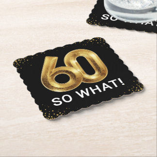 Golden 60 So What Funny Birthday Party Kartonnen Onderzetters