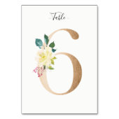 Golden 6 Floral Tafelnummer Kaart (Achterkant)