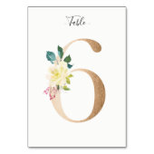 Golden 6 Floral Tafelnummer Kaart (Voorkant)