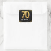 Golden 70 So What Funny Birthday Party Vierkante Sticker (Tas)
