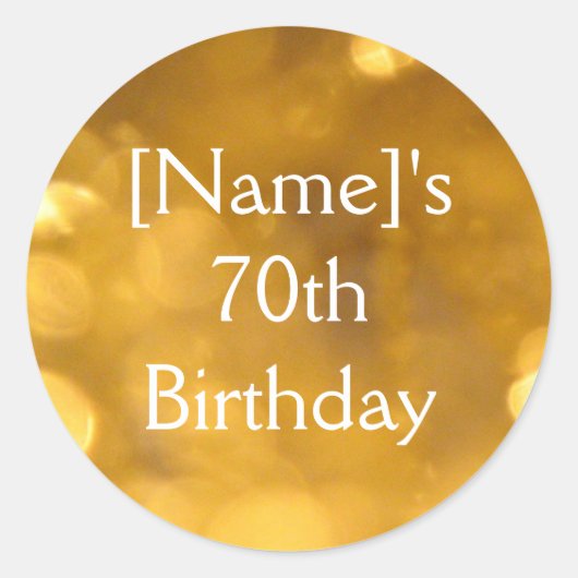 Golden 70th Birthday Sticker (Voorkant)