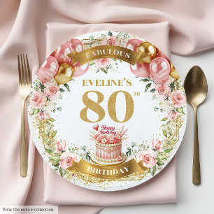 Golden 80 Verjaardag Borden Decor Papieren Bordje