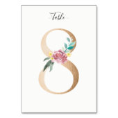 Golden 8 Floral Tafelnummer Kaart (Achterkant)