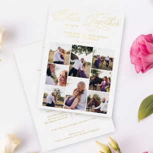 Golden 8 Foto's Whimsical Better Together Quote Folie Uitnodiging