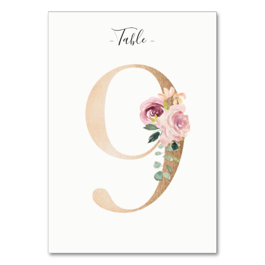 Golden 9 Bloemen Tafelnummer Kaart (Achterkant)