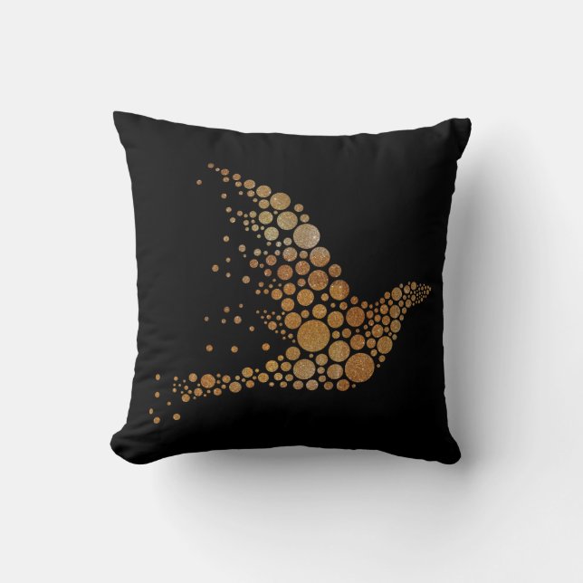 Golden Abstact Bird Pillow 2 Kussen (Voorkant)