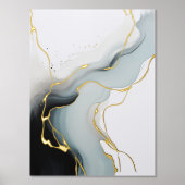 Golden Abstract Art Verlicht Poster Folie Goud (Voorkant)