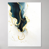 Golden Abstract Art Verlicht Poster Folie Goud (Voorkant)