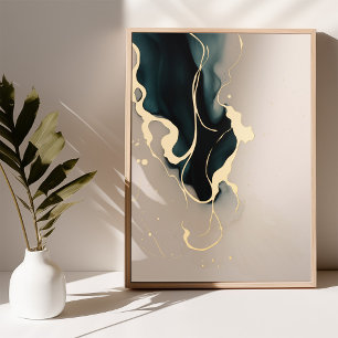 Golden Abstract Art Verlicht Poster Folie Goud