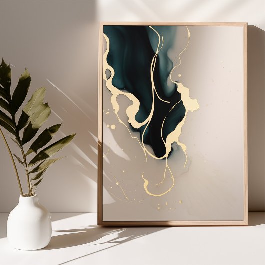 Golden Abstract Art Verlicht Poster Folie Goud