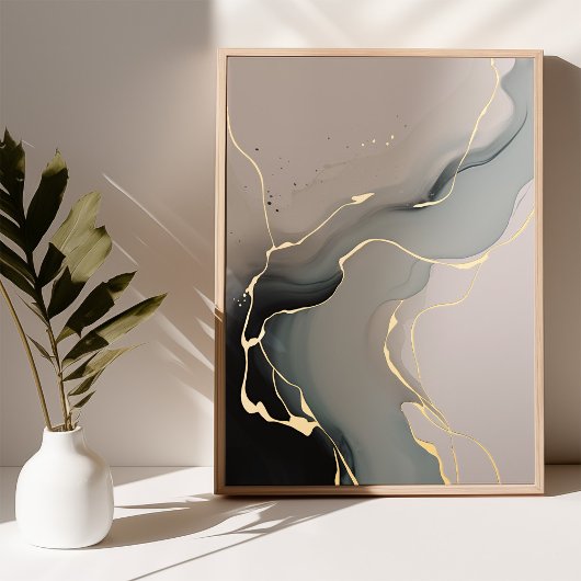 Golden Abstract Art Verlicht Poster Folie Goud