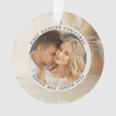 Golden Abstract | Eerste getrouwde kerst foto Ornament (voorkant)