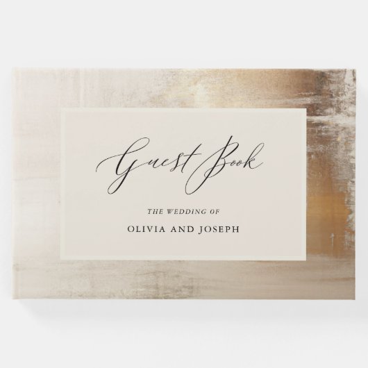 Golden Abstract | Elegante bruiloft Gastenboek (Voorkant)