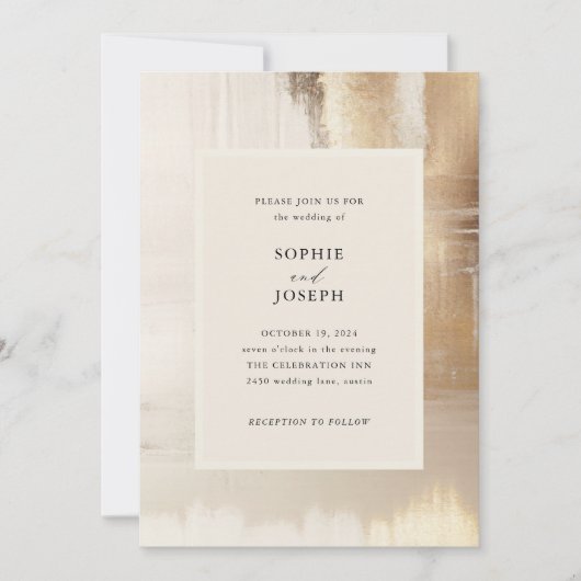 Golden Abstract | Elegante bruiloft Kaart (Voorkant)