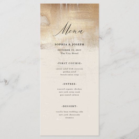 Golden Abstract | Elegante bruiloft Menu (Voorkant)