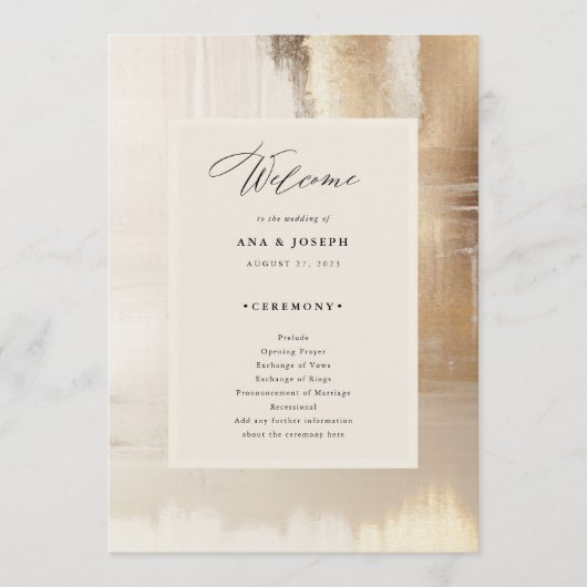 Golden Abstract | Elegante bruiloft Programmakaart (Voorkant)
