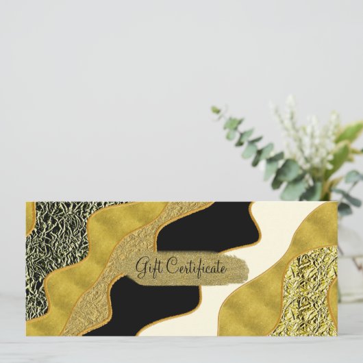 Golden Abstract Golve Modern Gold Gift Certificate Kaart (Staand voorkant)