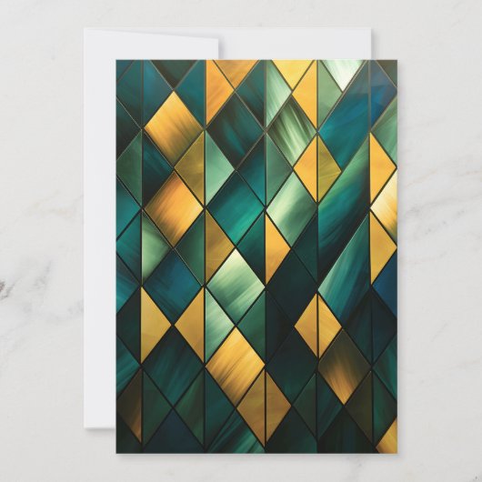 Golden Abstract Green Geometric Feestdagenkaart (Voorkant)