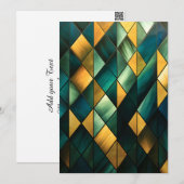 Golden Abstract Green Geometric Feestdagenkaart (Voorkant / Achterkant)