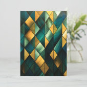 Golden Abstract Green Geometric Feestdagenkaart (Staand voorkant)
