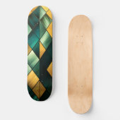 Golden Abstract Green Geometric Persoonlijk Skateboard (Voorkant)