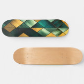 Golden Abstract Green Geometric Persoonlijk Skateboard (Horizontaal)