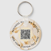 Golden Abstract Logo & QR Code Company Sleutelhang Sleutelhanger (Achterkant)