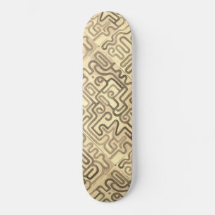 Golden Abstract Maze Ethnic Tribal Gold Cool Artsy Persoonlijk Skateboard