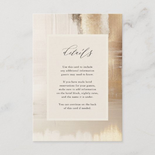 Golden Abstract | Moderne bruiloft details Informatiekaartje (Voorkant)
