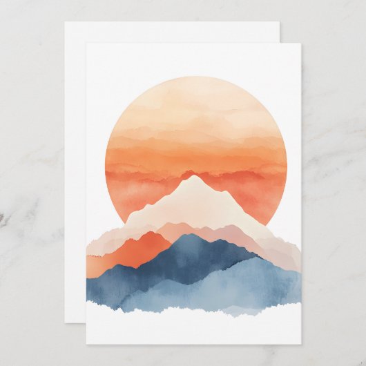 Golden Abstract Mountain Peak Sunrise Aankondiging (Voorkant / Achterkant)