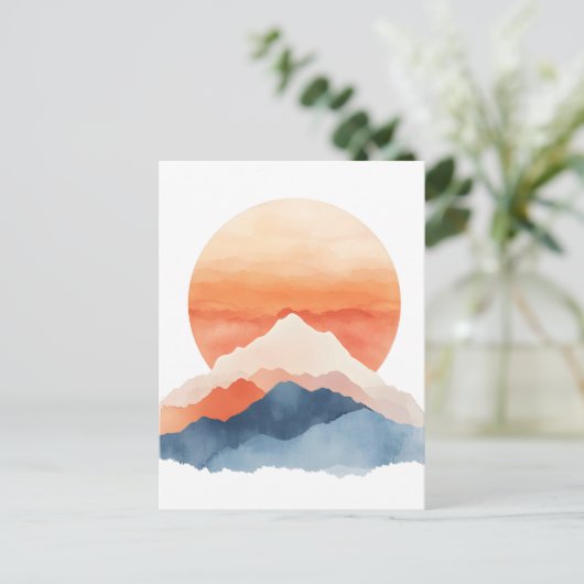 Golden Abstract Mountain Peak Sunrise Aankondigingskaart (Staand voorkant)