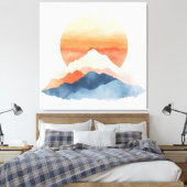 Golden Abstract Mountain Peak Sunrise Canvas Afdruk (Insitu (Slaapkamer))