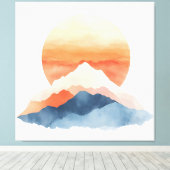 Golden Abstract Mountain Peak Sunrise Canvas Afdruk (Insitu (Houten vloer))
