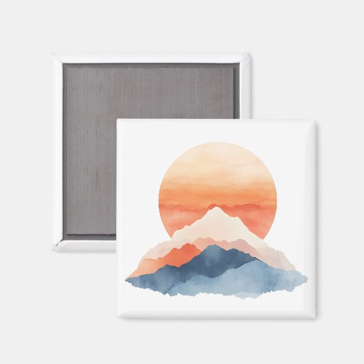 Golden Abstract Mountain Peak Sunrise Magneet (Voorkant / Achterkant)