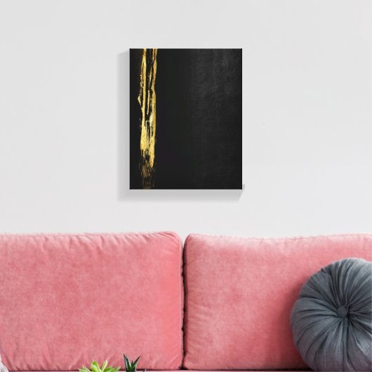 Golden Abstract schilderen zwarte achtergrond Canvas Afdruk (Insitu (Woonkamer))
