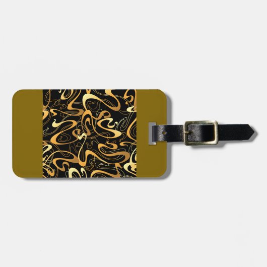 Golden Abstract Swirl Pattern Bagagelabel (Voorkant horizontaal)