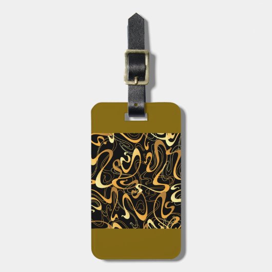 Golden Abstract Swirl Pattern Bagagelabel (Voorkant verticaal)
