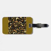Golden Abstract Swirl Pattern Bagagelabel (Achterkant horizontaal)