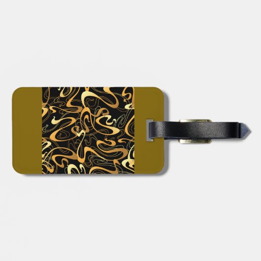 Golden Abstract Swirl Pattern Bagagelabel (Achterkant horizontaal)